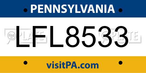 LFL8533 Pennsylvania License Plate
