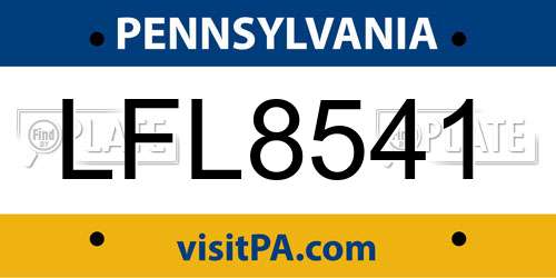 LFL8541 Pennsylvania License Plate