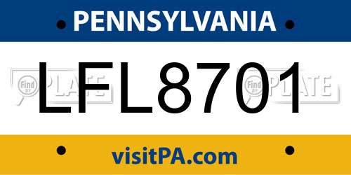 LFL8701 Pennsylvania License Plate