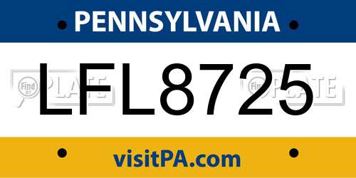 LFL8725 Pennsylvania License Plate