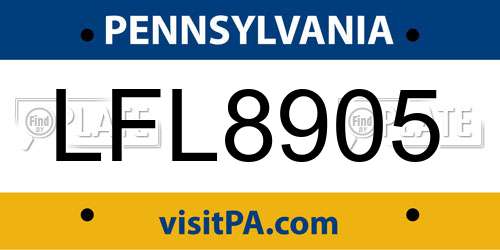 LFL8905 Pennsylvania License Plate