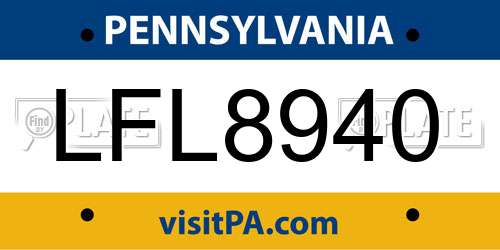 LFL8940 Pennsylvania License Plate