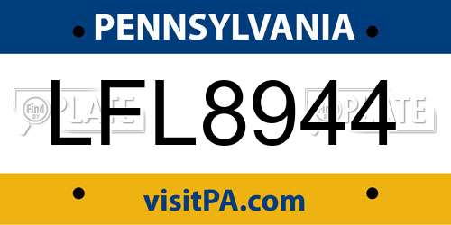 LFL8944 Pennsylvania License Plate