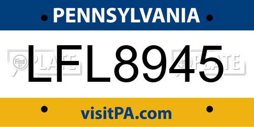 LFL8945 Pennsylvania License Plate
