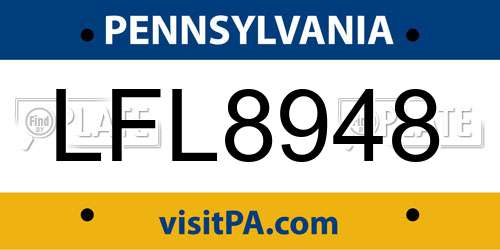 LFL8948 Pennsylvania License Plate