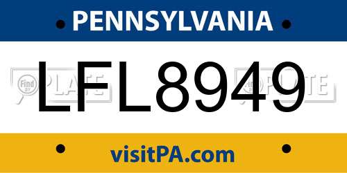 LFL8949 Pennsylvania License Plate