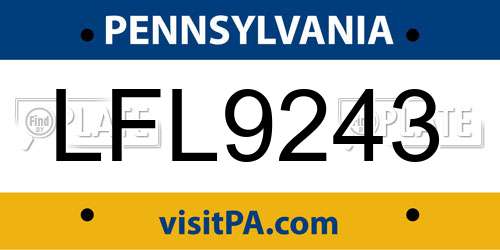LFL9243 Pennsylvania License Plate