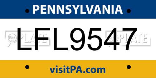 LFL9547 Pennsylvania License Plate