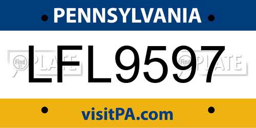 LFL9597 Pennsylvania License Plate