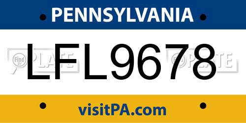 LFL9678 Pennsylvania License Plate