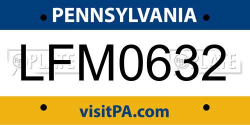 LFM0632 Pennsylvania License Plate