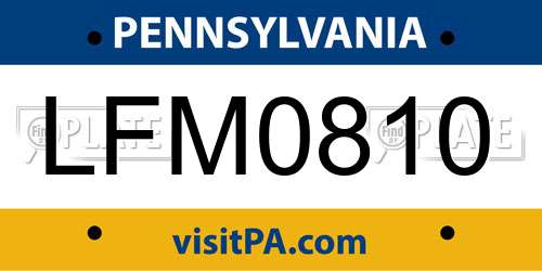 LFM0810 Pennsylvania License Plate