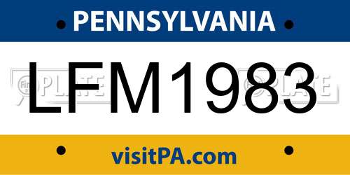 LFM1983 Pennsylvania License Plate