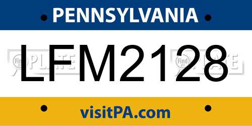 LFM2128 Pennsylvania License Plate