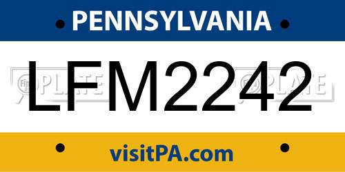 LFM2242 Pennsylvania License Plate