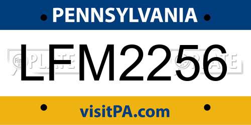 LFM2256 Pennsylvania License Plate
