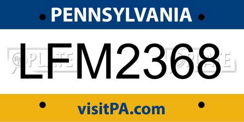 LFM2368 Pennsylvania License Plate