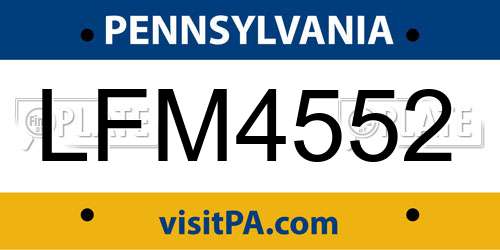 LFM4552 Pennsylvania License Plate