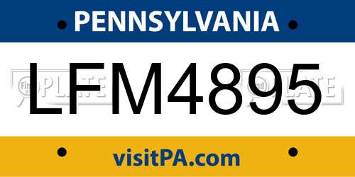 LFM4895 Pennsylvania License Plate