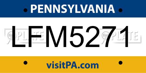 LFM5271 Pennsylvania License Plate