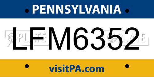 LFM6352 Pennsylvania License Plate