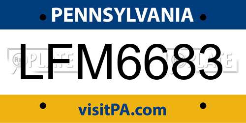 LFM6683 Pennsylvania License Plate