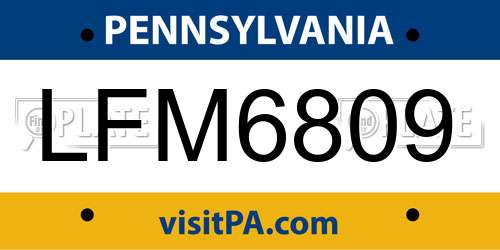 LFM6809 Pennsylvania License Plate