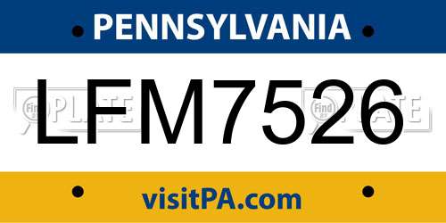 LFM7526 Pennsylvania License Plate