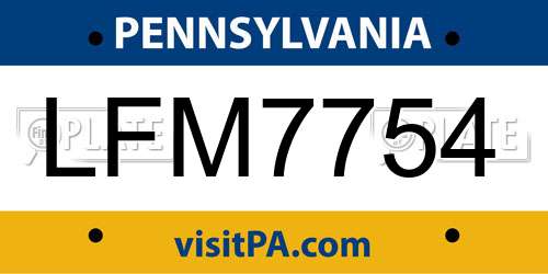 LFM7754 Pennsylvania License Plate