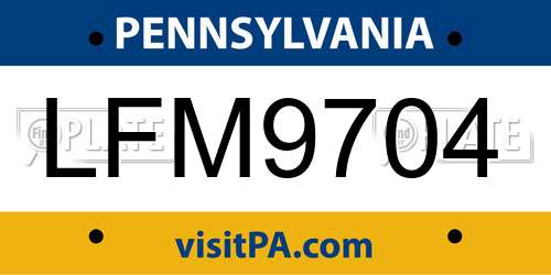 LFM9704 Pennsylvania License Plate