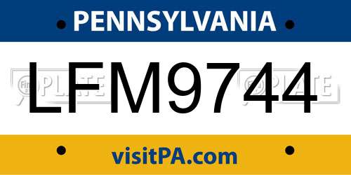 LFM9744 Pennsylvania License Plate
