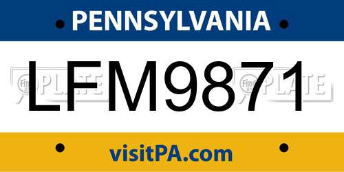 LFM9871 Pennsylvania License Plate