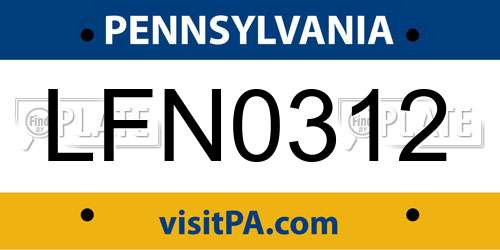 LFN0312 Pennsylvania License Plate