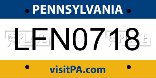 LFN0718 Pennsylvania License Plate