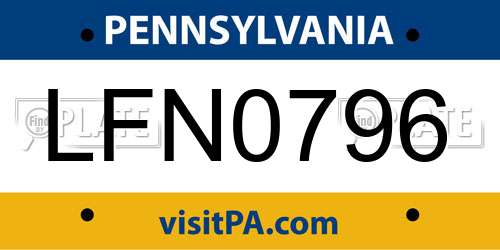 LFN0796 Pennsylvania License Plate