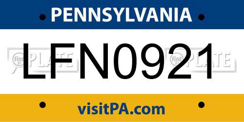 LFN0921 Pennsylvania License Plate