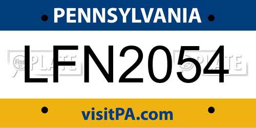 LFN2054 Pennsylvania License Plate