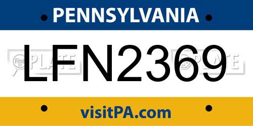 LFN2369 Pennsylvania License Plate