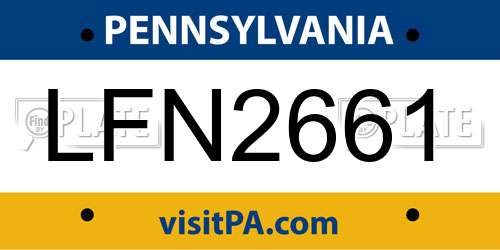 LFN2661 Pennsylvania License Plate