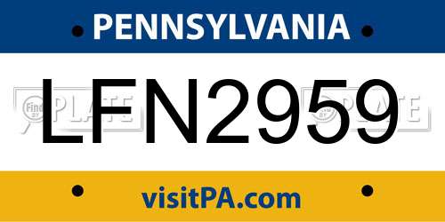 LFN2959 Pennsylvania License Plate