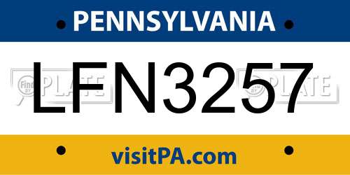 LFN3257 Pennsylvania License Plate