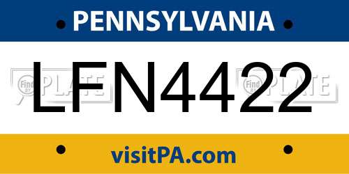 LFN4422 Pennsylvania License Plate