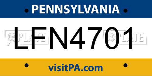 LFN4701 Pennsylvania License Plate