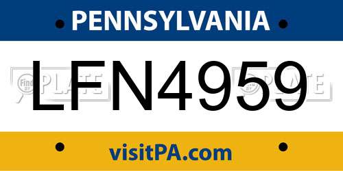 LFN4959 Pennsylvania License Plate