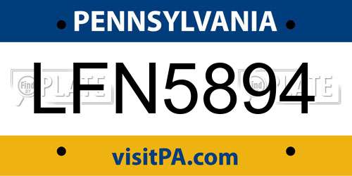 LFN5894 Pennsylvania License Plate