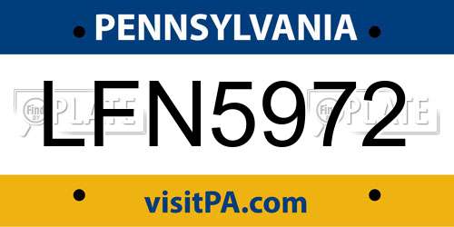 LFN5972 Pennsylvania License Plate