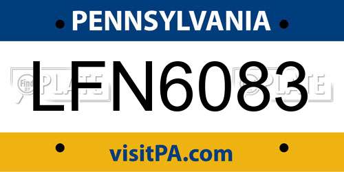 LFN6083 Pennsylvania License Plate