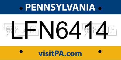LFN6414 Pennsylvania License Plate