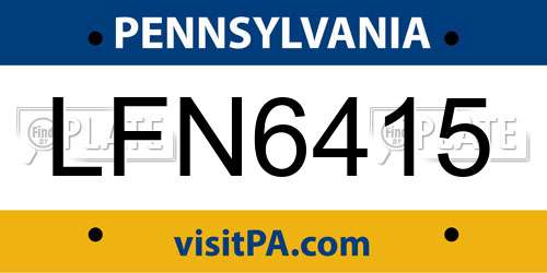 LFN6415 Pennsylvania License Plate