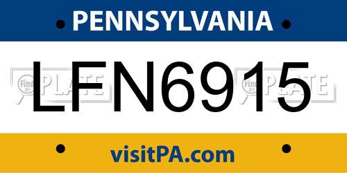 LFN6915 Pennsylvania License Plate